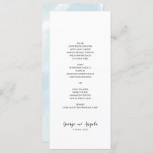 Aquarel Blauw Eenvoudig Party Menu