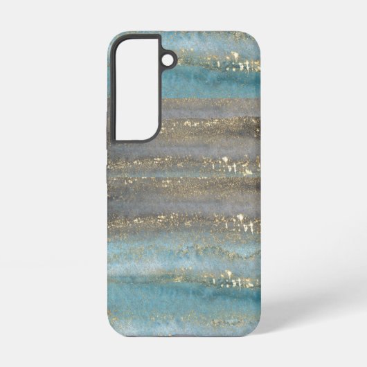 Aquarel Blauw Glitter Esthetisch Ontwerp Samsung Galaxy Hoesje (Achterkant)