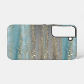 Aquarel Blauw Glitter Esthetisch Ontwerp Samsung Galaxy Hoesje (Achterkant horizontaal)