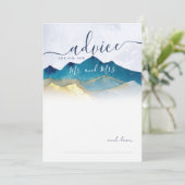 Aquarel Blauw Gouden Bergen Trouw Advieskaart (Staand voorkant)