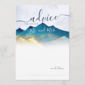 Aquarel Blauw Gouden Bergen Trouw Advieskaart (Voorkant)