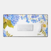 Aquarel Blauw Hydrangeas Bloemen gepersonaliseerd Bureaumat (Keyboard & Muis)
