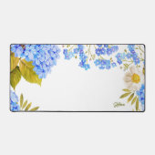 Aquarel Blauw Hydrangeas Bloemen gepersonaliseerd Bureaumat (Voorkant)