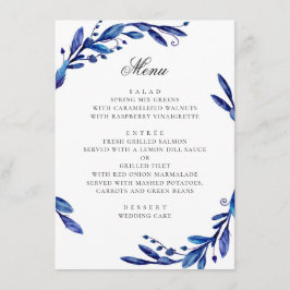 Aquarel blauw marine bloemige bladgroente winter b menu