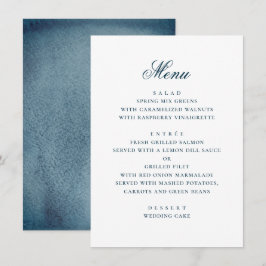 Aquarel blauw marine eenvoudig nautisch huwelijk menu