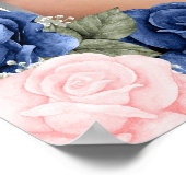 Aquarel Blauw Roze Bloem Foto Rouwbord Poster (Hoek)