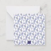 Aquarel Blauw & Witte Chinoiserie Konijn Notitiekaartje (Achterkant)