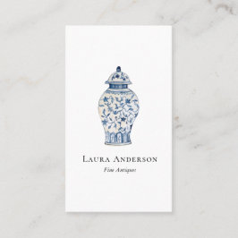 Aquarel blauw-witte urn  visitekaartje
