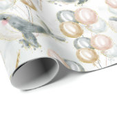 Aquarel Blauwe Ballon Whimsical Whale Cadeaupapier (Rol Hoek)