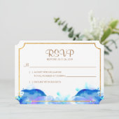 Aquarel Blauwe Dolfijn RSVP Kaart (Staand voorkant)