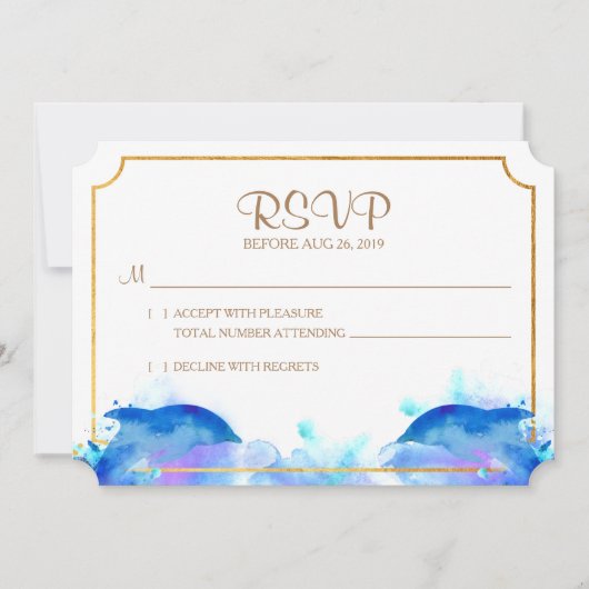 Aquarel Blauwe Dolfijn RSVP Kaart (Voorkant)