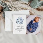 aquarel blauwe doop foto dank je kaart