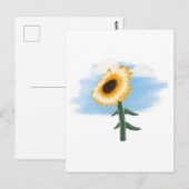 Aquarel Blauwe Lucht en Gele Zonnebloem Kunst Briefkaart (Voorkant / Achterkant)