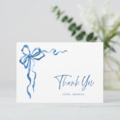 Aquarel Blauwe Met de Hand Getekende Boog Dank Je Bedankkaart (Staand voorkant)