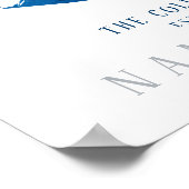 Aquarel Blauwe Nantucket Kaart Familie Opgericht Poster (Hoek)