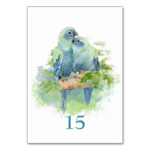 Aquarel Blauwe Papegaai Tropische Vogel Tafelkaart Kaart