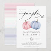 Aquarel Blauwe Roze Pompoen Herfst Geslacht Reveal Kaart (Voorkant / Achterkant)