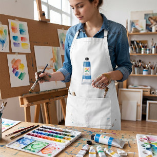 Aquarel Blauwe Verf Tubes Illustratie Standaard Schort