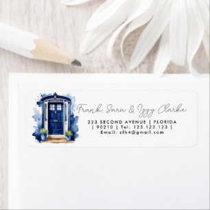 aquarel blauwe voordeur elegante bruiloft etiket