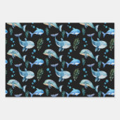 Aquarel blauwe walvis naadloos patroon inpakpapier vel (Voorkant 2)