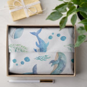 Aquarel blauwe walvis naadloos patroon tissuepapier (Geschenk)