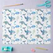 Aquarel blauwe walvis naadloos patroon tissuepapier (Craft)