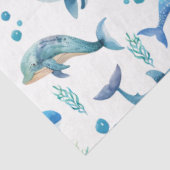 Aquarel blauwe walvis naadloos patroon tissuepapier (Detail)