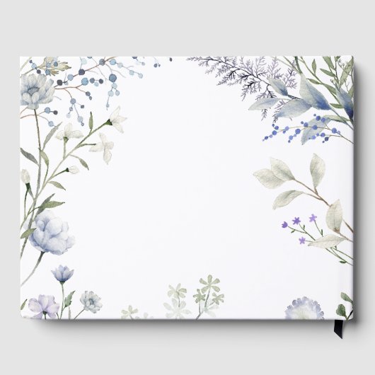 Aquarel Blauwe Wilde Bloem Frame Gastenboek (Achterkant)