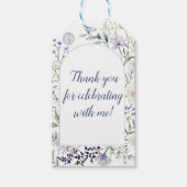 Aquarel Blauwe Wildebloem Frame Cadeaulabel (Voorkant)