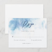 Aquarel Blauwe Winter Bruiloft RSVP Kaart (Voorkant / Achterkant)