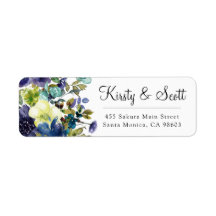 Aquarel Blauwe & Witte Bloemen Trouwadres