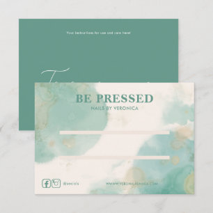 Aquarel Blauwgroen Chique Pers op Nail Display Kaa Bedankkaart