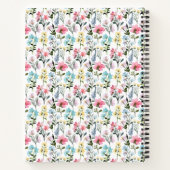 Aquarel Bloem Aangepaste Monogram Naam Notitieboek (Achterkant)