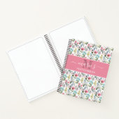 Aquarel Bloem Aangepaste Monogram Naam Notitieboek (Binnen)