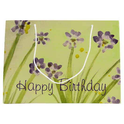 Aquarel bloem accent groot cadeauzakje (Voorkant)