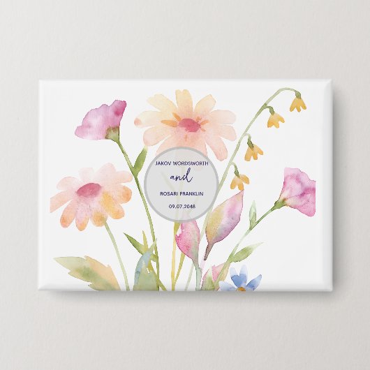 aquarel bloem bewerkbaar button (Voorkant)