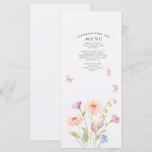 aquarel bloem bewerkbaar Plat Menu (Voorkant / Achterkant)