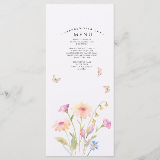aquarel bloem bewerkbaar Plat Menu (Voorkant)