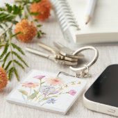 aquarel bloem bewerkbaar sleutelhanger (Voorkant Rechts)
