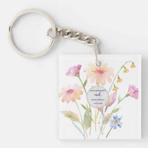 aquarel bloem bewerkbaar sleutelhanger