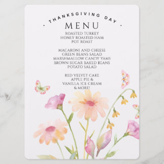 aquarel bloem bewerkbare menu kaart