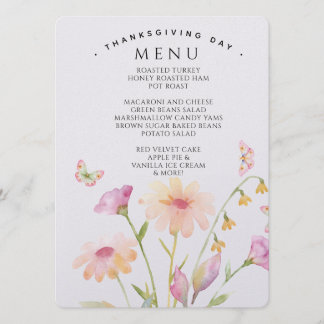 aquarel bloem bewerkbare menu kaart
