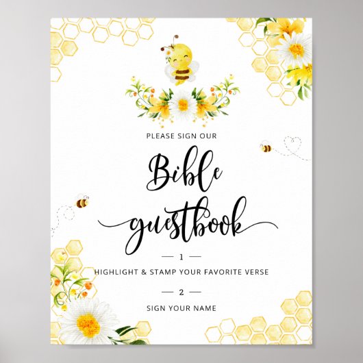Aquarel bloem bij guestbook poster (Voorkant)