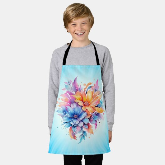 Aquarel Bloem Bloemen Ontwerp-24683 Schort (Gedragen)