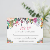 Aquarel bloem bloemen RSVP kaart (Staand voorkant)