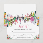 Aquarel bloem bloemen RSVP kaart (Voorkant / Achterkant)