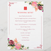Aquarel bloem dubbele xi Chinese trouwframe Menu (Voorkant)