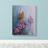 Aquarel Bloem en Vlinder Canvas Afdruk (Insitu (Houten vloer))