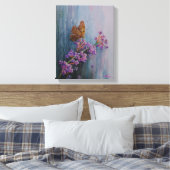 Aquarel Bloem en Vlinder Canvas Afdruk (Insitu (Slaapkamer))