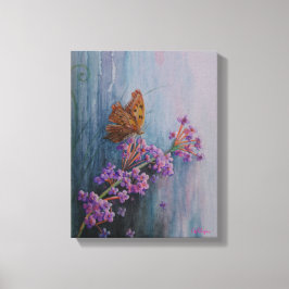 Aquarel Bloem en Vlinder Canvas Afdruk